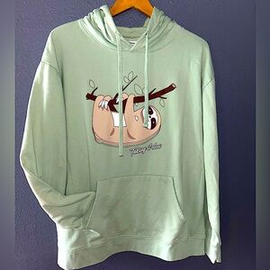 Mint Green Sloth Graphic Hoodie